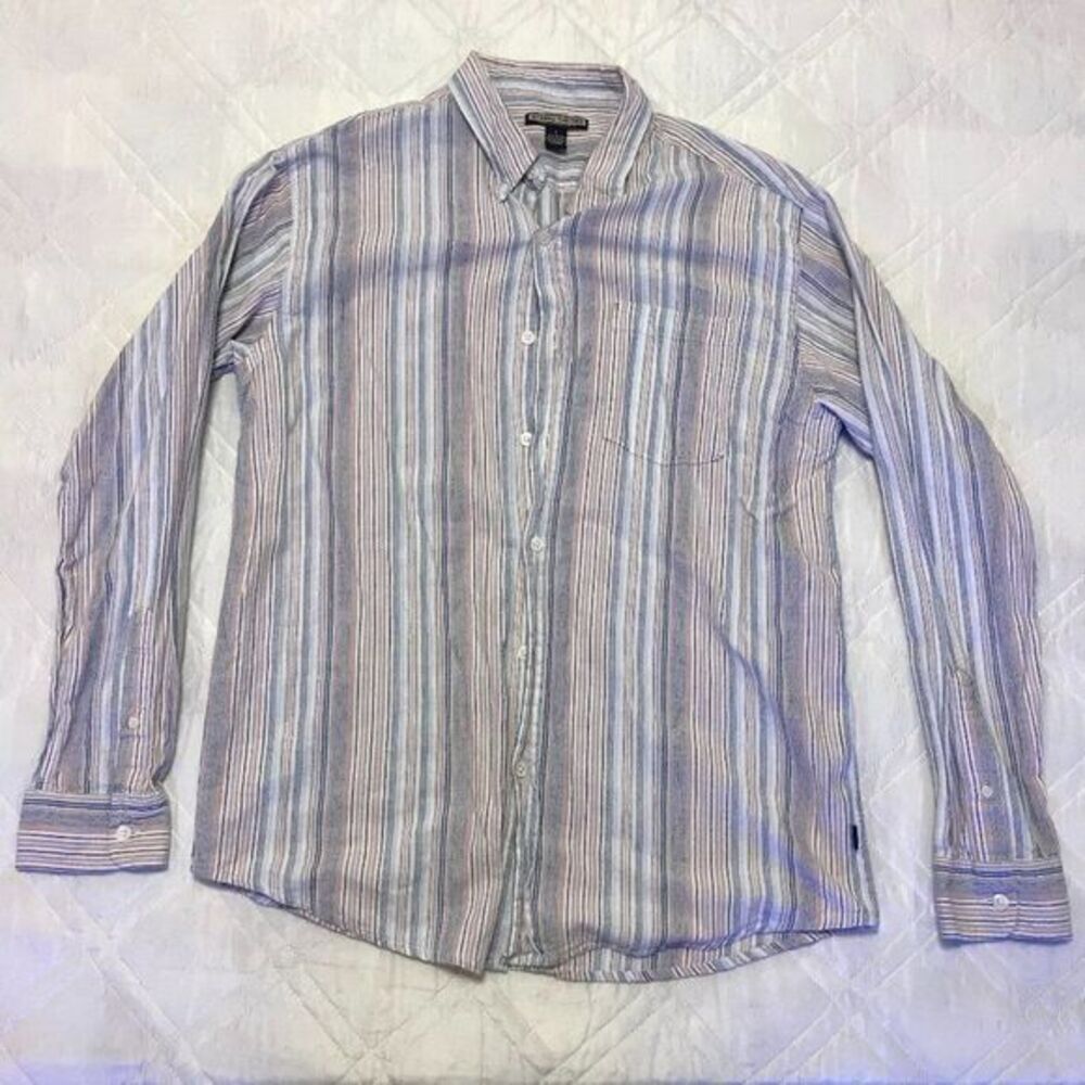 String‎ Theory striped long sleve dress shirt Large 100% cotton